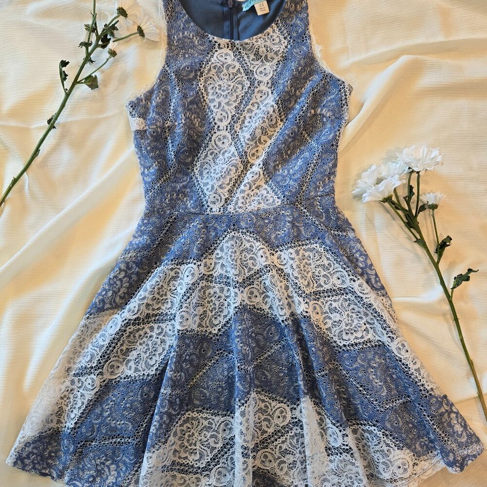 DINA BE~ Blue & white Lace dress- SIZE XS